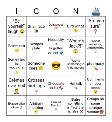 Iconic Family Vacay Bingo Card