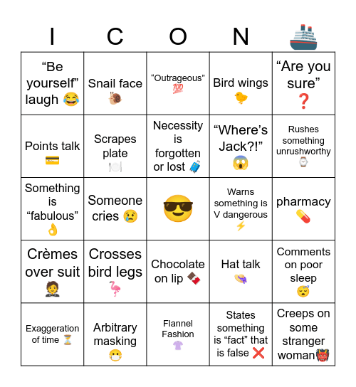 Iconic Family Vacay Bingo Card