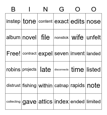 WRS Group 2 Bingo Card