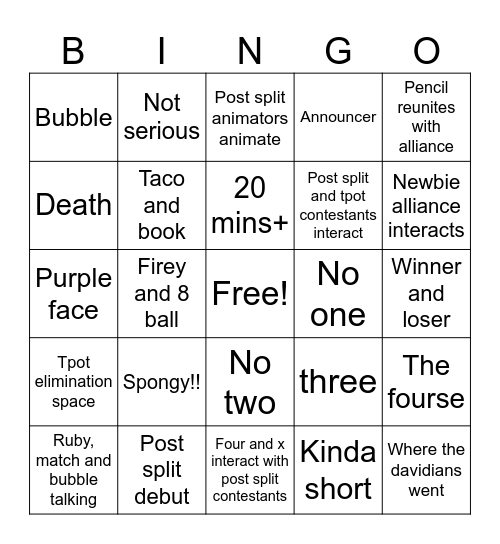 Tpot 18 Bingo Card