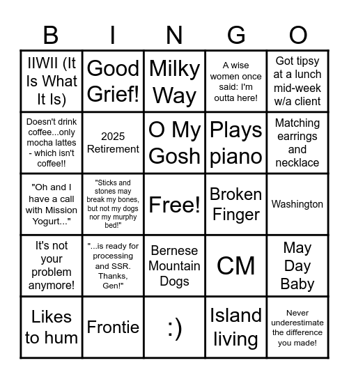 The Legend Has Officially Retired! Bingo Card
