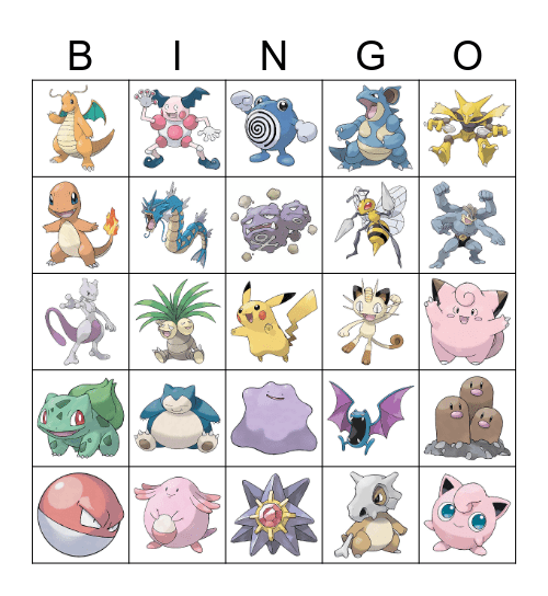 Pokemon Bingo! Bingo Card