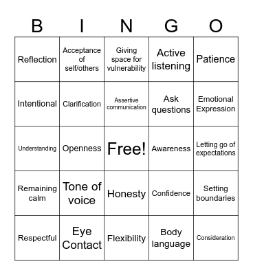 Communication Skills Bingo Card
