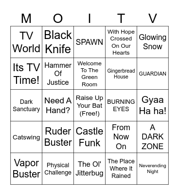 Deltarune MOTI OST Bingo Card