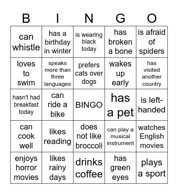 Find someone who... Bingo Card