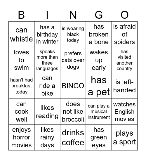 Find someone who... Bingo Card