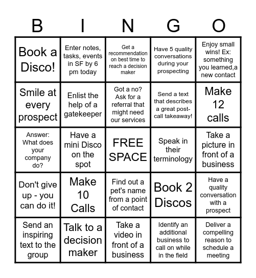 Intentional Prospecting Day Bingo Card