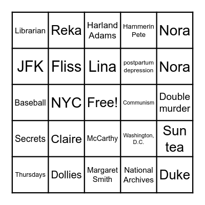 The Briar Club Bingo Card