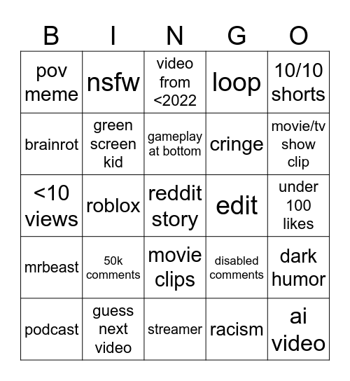 Untitled Bingo Card