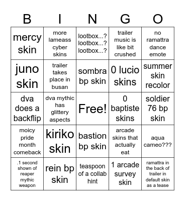 ow2 season 17 trailer Bingo Card