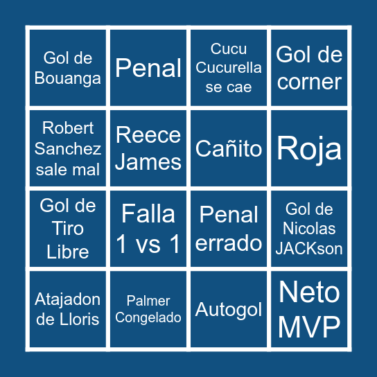 CHELSEA VS LAFC Bingo Card