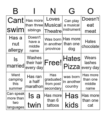 Sephora Sherway Gardens Team Bingo Card