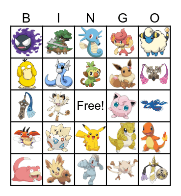 Pokemon Bingo Card