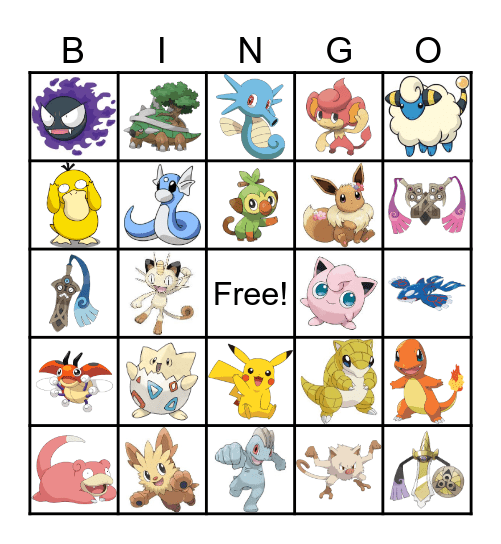 Pokemon Bingo Card