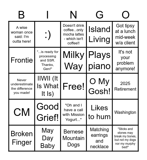 The Legend Has Officially Retired! Bingo Card
