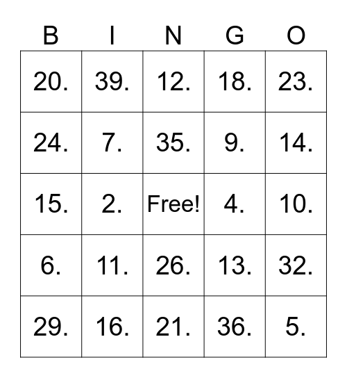 Networking Bingo Card