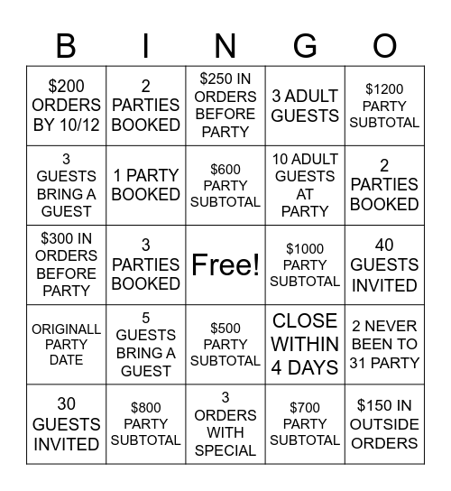 FREE MERCHANDISE Bingo Card