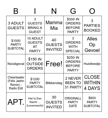 FREE MERCHANDISE Bingo Card
