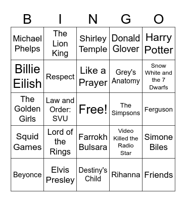 SIPS Summer Olympics Rd 1 Bingo Card