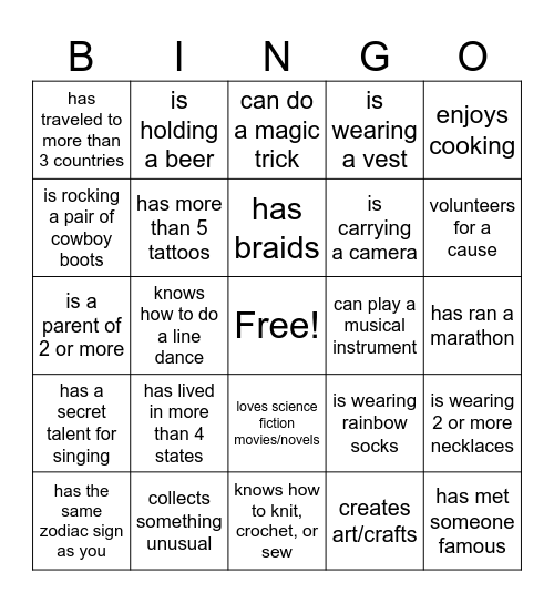 ALT BLK "Find Someone Who..." Bingo Card