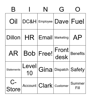 Petro Bingo Card
