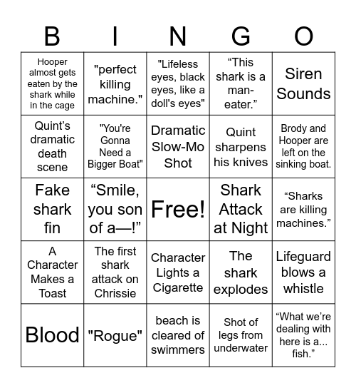 Jaws BINGO Card
