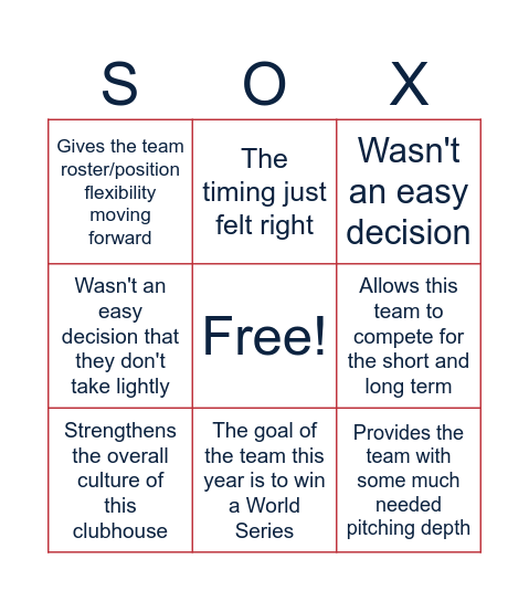 Craig Breslow and Sam Kennedy Presser Bingo Card