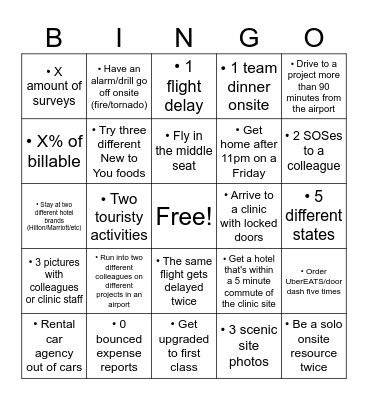 test Bingo Card