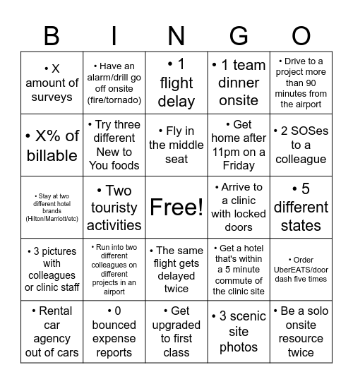 test Bingo Card