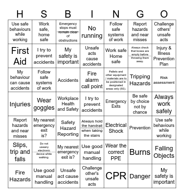 CWL1-WHS Bingo Card
