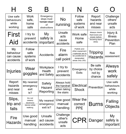 CWL1-WHS Bingo Card