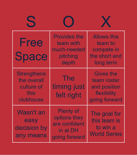 Craig Breslow and Sam Kennedy Press Conference Bingo Card