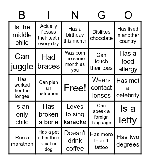 Find The Coworker Bingo Card