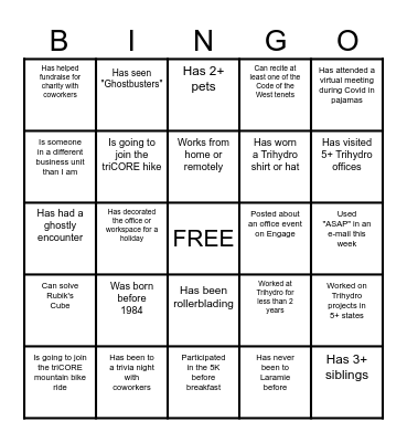 TRIHYDRO EE OFFICE CHAMPIONS Bingo Card