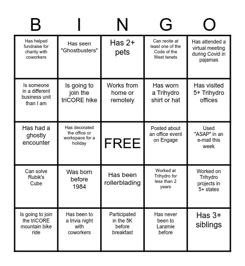TRIHYDRO EE OFFICE CHAMPIONS Bingo Card