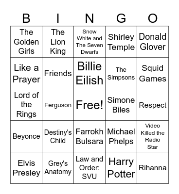 SIPS Summer Olympics Rd 1 Bingo Card