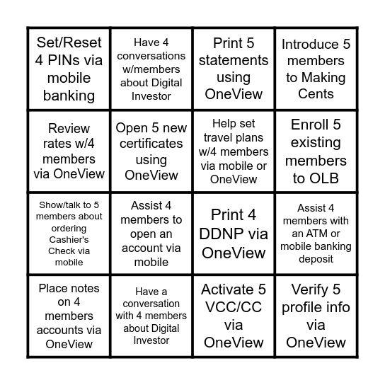 Digitial Bingo Card