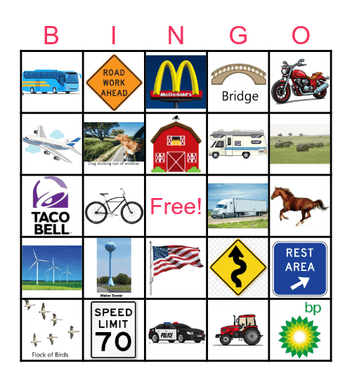 Road Trip! Bingo Card