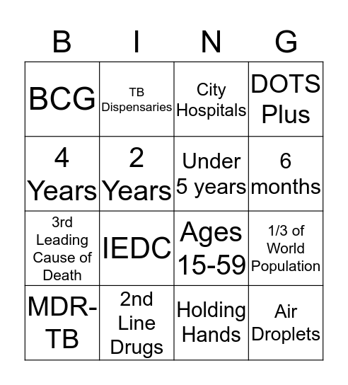 TB Bingo  Bingo Card
