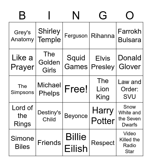 SIPS Summer Olympics Rd 1 Bingo Card