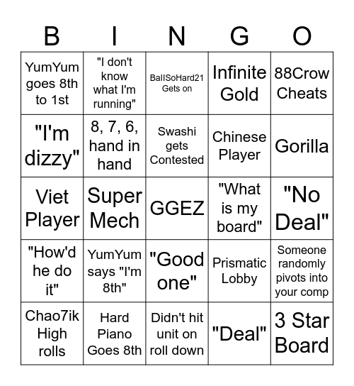 TFT Bingo Card