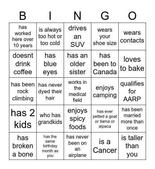 How well do you know  your coworkers? Who.... Bingo Card