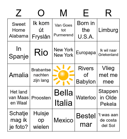Bingo by Jolanda Jan vd Hoeff zomer Bingo Card