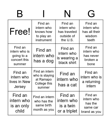 Ice Breaker Bingo Sheets Bingo Card