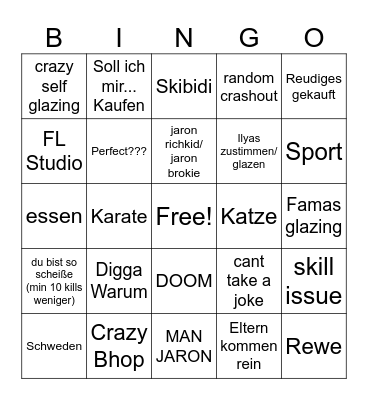 Fred Feuerferkel Bingo Card