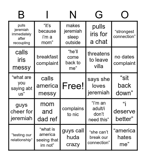 #Free Jeremiah Bingo Card