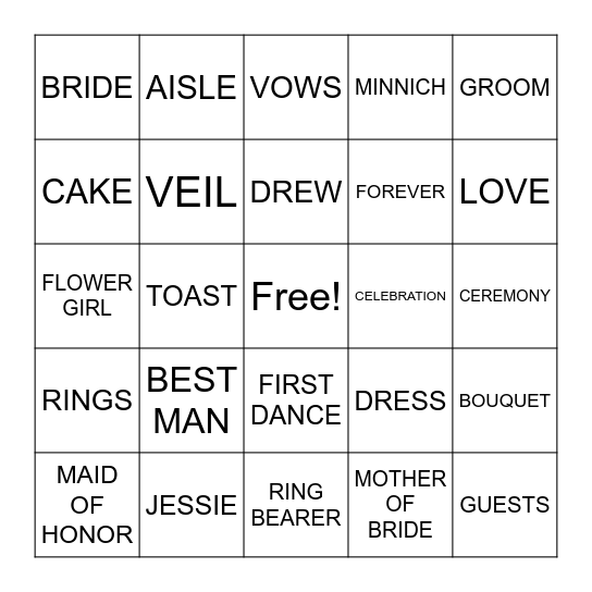WEDDING BINGO Card