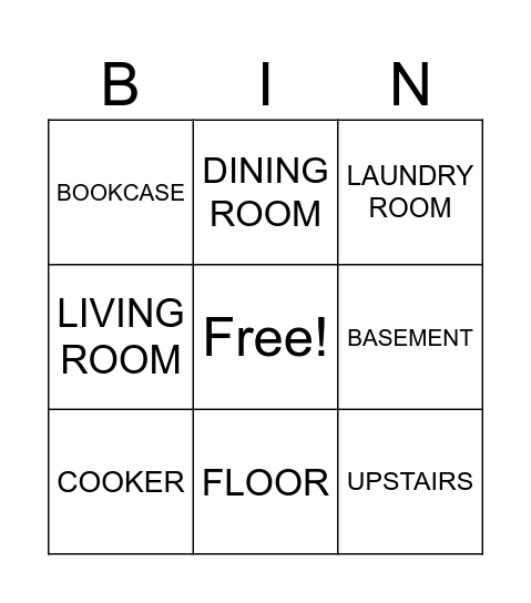 HOUSE OBJECTS Bingo Card