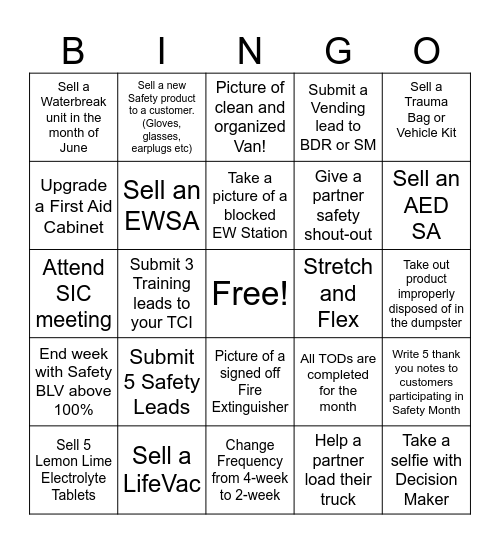 FY26 National Safety Month Bingo Card