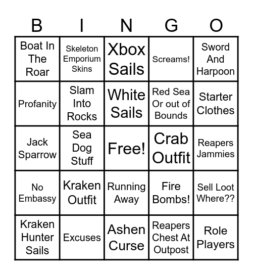 Swabbie Bingo 1.2 Bingo Card